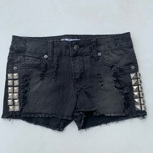 Black denim shorts